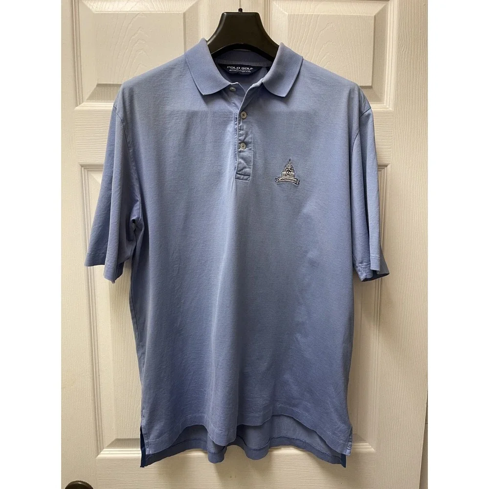 Polo Golf Ralph Lauren Mens Medium Blue Pima Cotton Congressional Golf Polo
